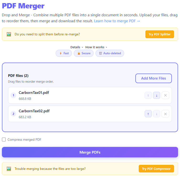 Thumbnail for Guide to merge multiple PDF files